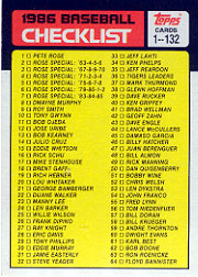 1986 Topps Baseball Cards      131     Checklist: 1-132